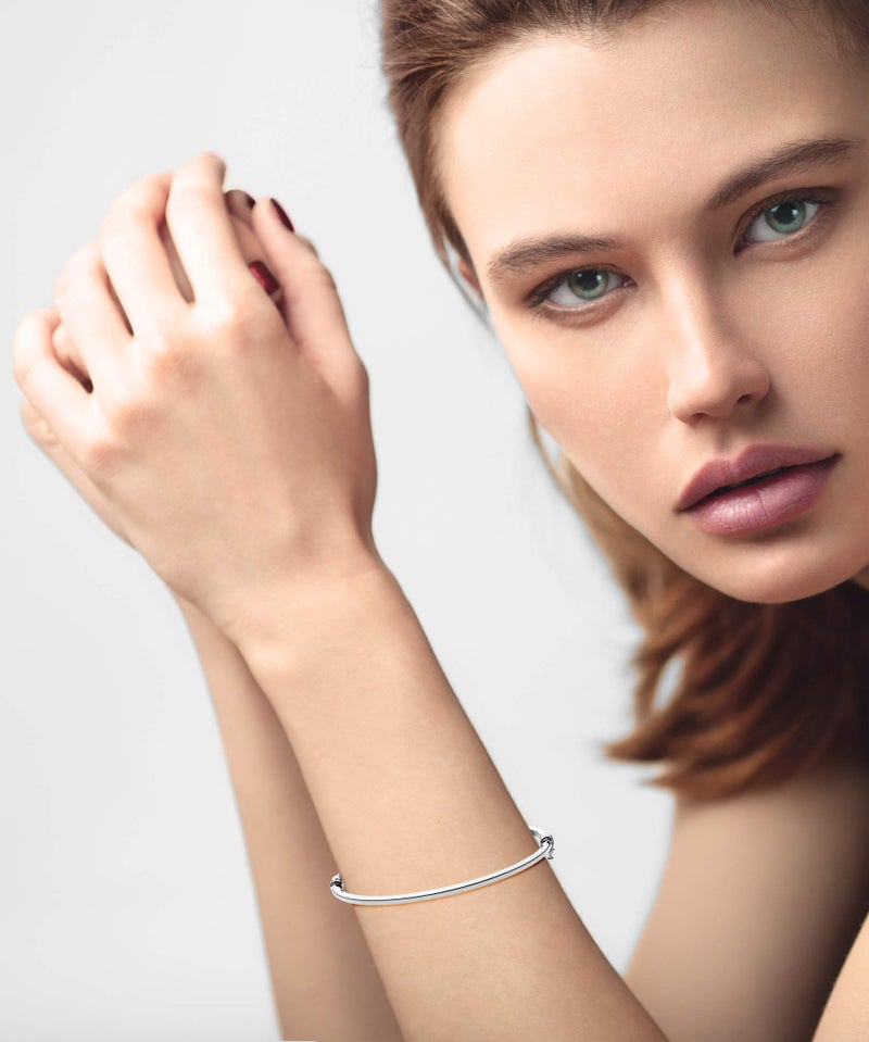Miabella 925 Sterling Silver Italian Oval Hinged Bangle Bracelet for Women/Made in Italy (Medium - 7.5 Inches) - Image 3